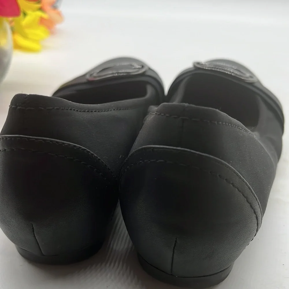 Baretraps fabric Black Cap Toe Ballet Flat Sz 8W. BLO1196C